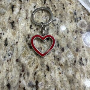 Coach Silver and Red Heart Keyring
